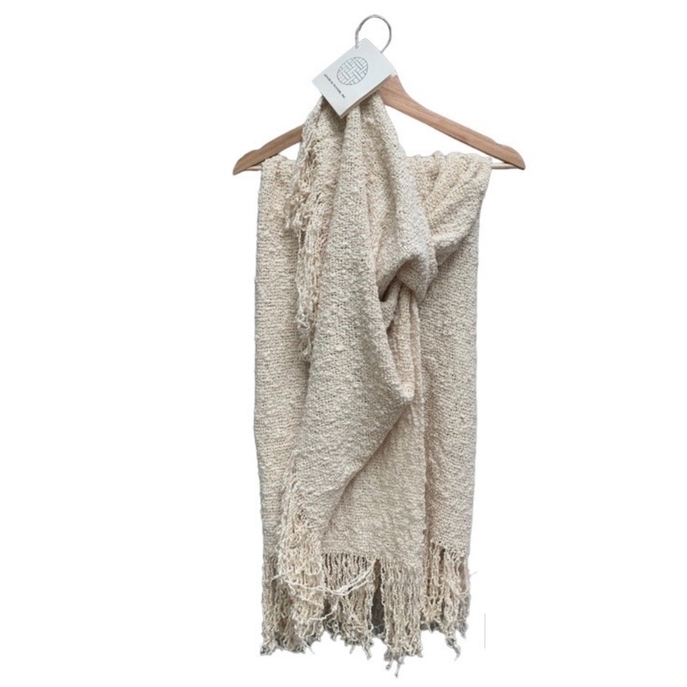 KENNEBUNK WEAVERS 100% Cotton Artisan Handwoven Throw Blanket Beige Ivory Cream